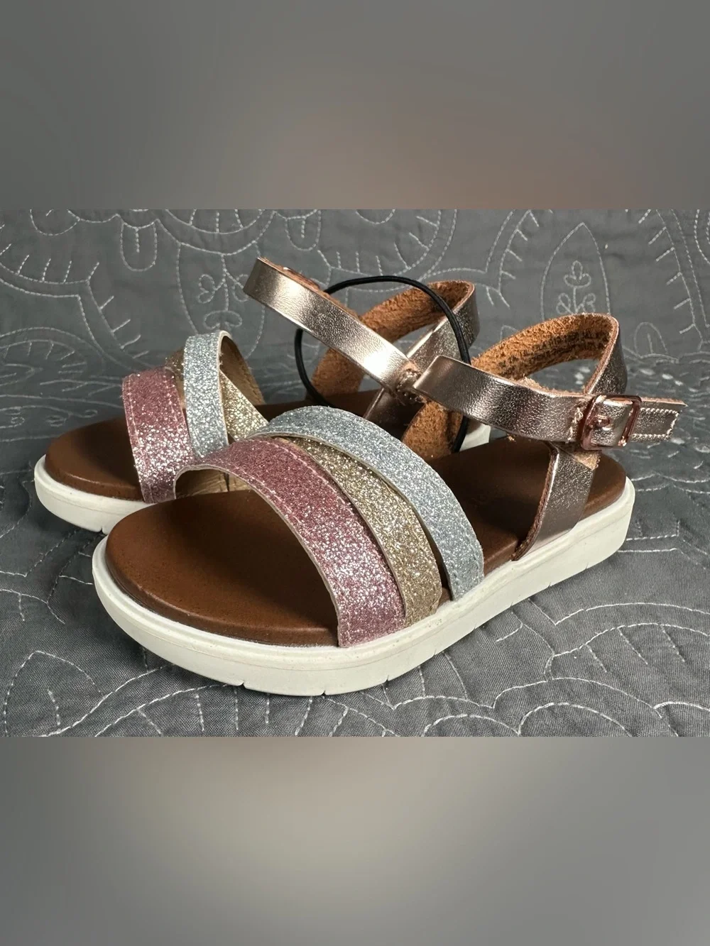 Thereabouts Toddler Girls Lil Lila Rose Gold Ankle Strap Sandals NWT 7 toddler